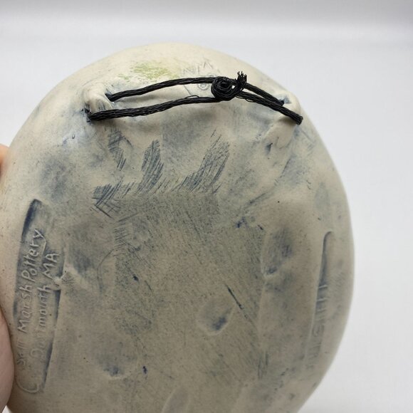 Salt MarshPottery Thistle flower hanging oval dish trinket rings MA - Picture 4 of 9